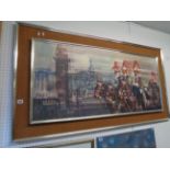 E Mason 'Household Cavalry' Large framed print, 121 x 54cm, Condition - Good Overall