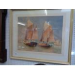 C Hadenfeldt watercolour entitled 'Frachte v Fischerewer' dated 1930, 47 x 37cm, Condition - Good