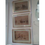 Set of 3 Henry G Walker Maritime Etchings, signed in Pencil, 29 x 19cm