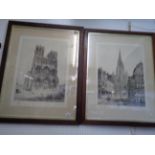 Pr., of Oak Framed Richard D Winter engravings signed in pencil and remarked, 44 x 58cm, Condition -