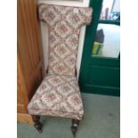 William IV Mahogany and Pine framed Prayer chair on carved legs terminating on brass casters,