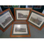 Set of 4 Framed Engravings after W J Shayer of Fox Hunting, 47 x 37cm, Condition - Good Overall