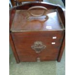 Edwardian Mahogany Coal scuttle with applied urn decoration and metal fittings