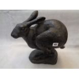Large 20thC Resin Model of a Hare, 37cm in height