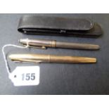 Monteblanc Silver Fountain Pen with 18K Gold Nib and a Gold Plated Parker Fountain Pen