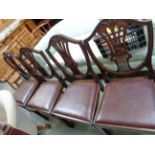 Set of 4 Edwardian Mahogany Wheatsheaf dining chairs with shield backs and drop in seats supported