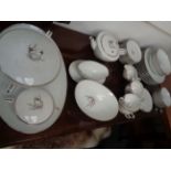 Noritake China 'Candice ' Pattern dinner set with Silver floral sprig decoration, marked 5509 to