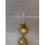 Late 19thC Brass Duplex Oil Lamp with fluted column and a glass chimney, 57cm in height