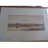 Arthur Anderson Fraser 1861 -1904, watercolour of a boat on the river Great Ouse in flood,