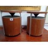 Pair of Kolster Brandes Limited Cylindrical speakers KS651 with leads, Condition - wear to veneer