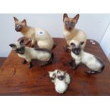 2 Sylvac Siamese Cats & 3 Beswick Siamese Cats