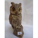 Rosemarie Cooke Pottery Owl of brown ground, 25cm in Height