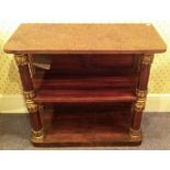 A 19th Century marble top and faux rosewood and gilt three tier stand