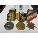 A set of three First World War medals