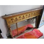 A 19th Century gilt overmantel with frieze of urns of flowers and fluted column supports