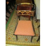 A set of six Regency Empire style rope twist back black and gilt dining chairs the back rail
