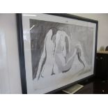 CAROLYN BLAKE - large black and white watercolour abstract nude, signed