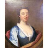 An 18th Century English school portrait of lady in blue dress 30" x 24"