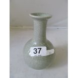 A small celadon vase with crackle glaze