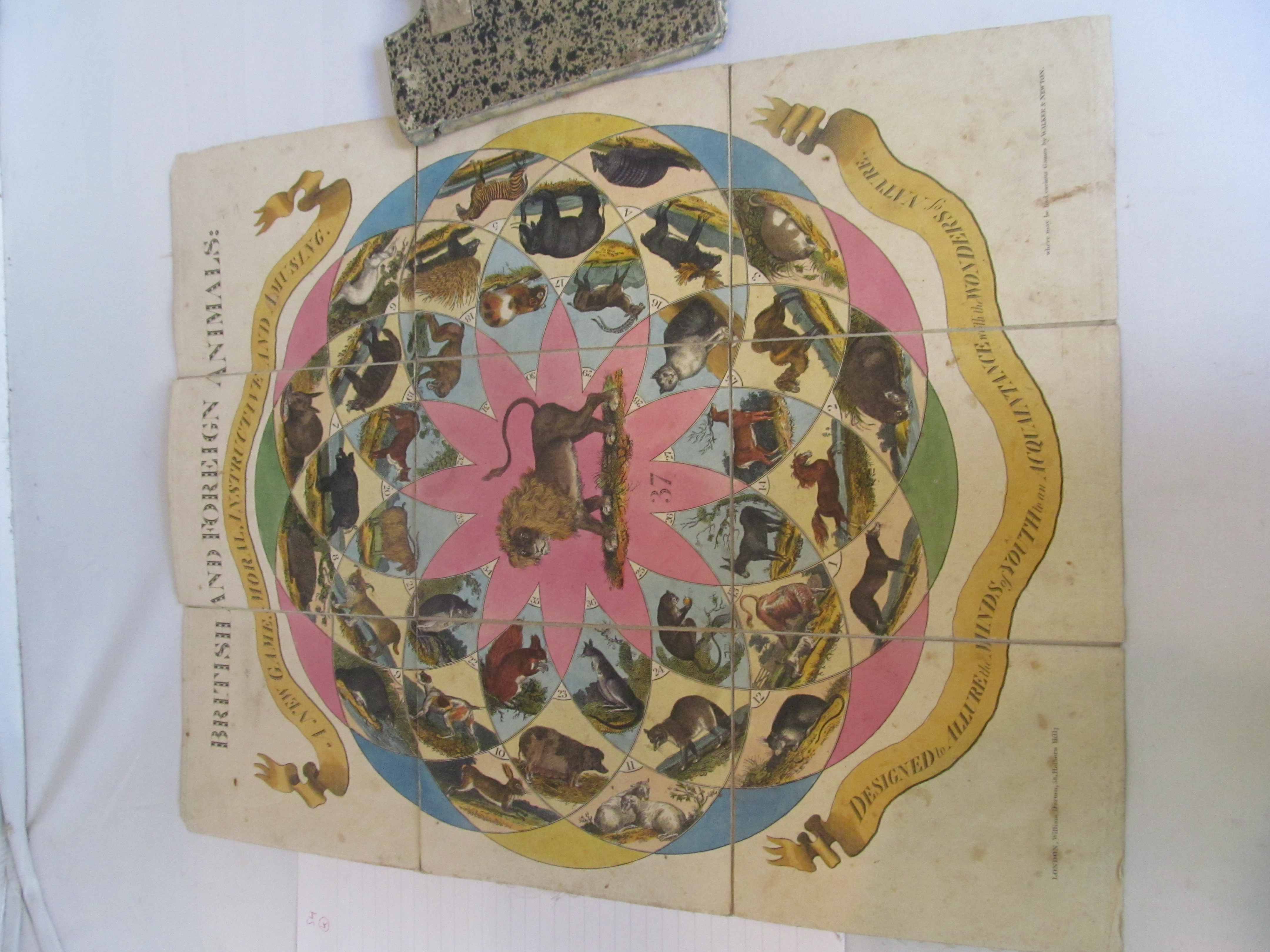A cloth games board with British and foreign animals, published by William Durton, London - Image 3 of 5