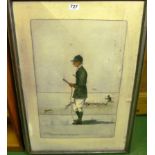 G.D. TIDMARSH - a pencil and watercolour drawing Knight - Huntsman, Brighton Foot Beagles, signed