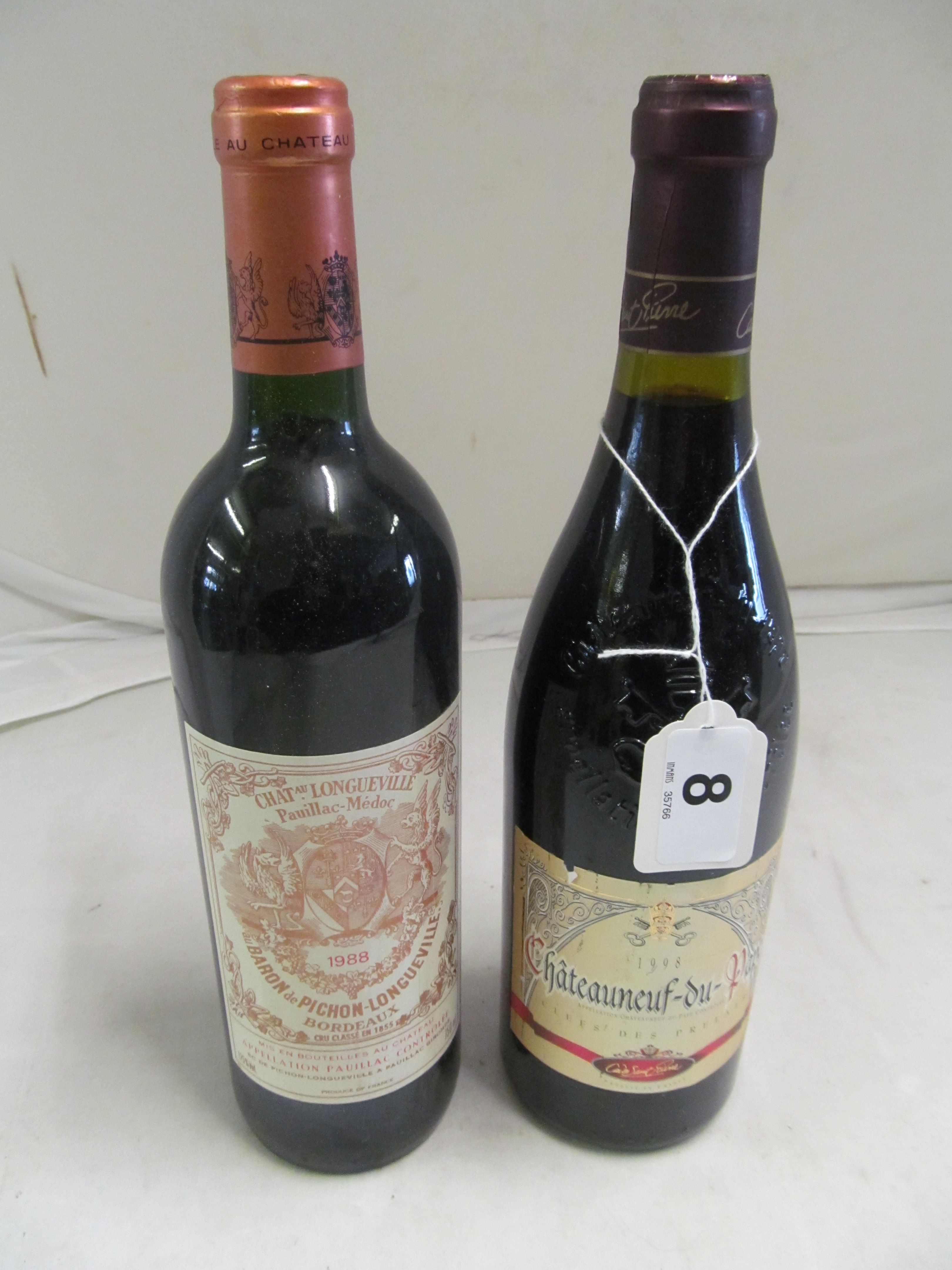 A 1998 Chateauneuf du Pape and 1988 Chateau Longueville