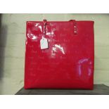 A Harrods monogrammed red patent leather shopper with matching Gucci purse