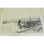 An etching Whitby Bay Fish Market, by W.L. Wyllie, signed and framed