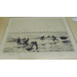 An etching 'Hauling the Seine', by W.L. Wyllie, signed and framed