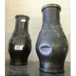 A pair of Japanese Spelter vases (a/f).