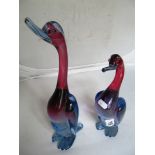 A pair of Venetian glass ducks