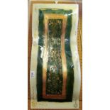 Vetrame a large rectangular green and white wall plate/centrepiece fused art glass