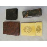 A 19th century cantonese carved ivory card case (a/f) and 3 other items