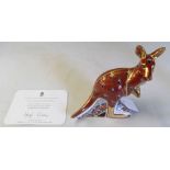 A Royal Crown Derby Australian collection Kangaroo and Joey with gold seal and certificate