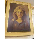 An oil portrait of young girl with tear signed J Burgolin