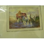 Johnson Travers - watercolour two cart horses