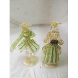 A pair Murano figures (1 a/f) and a flower (a/f)