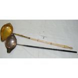 A George III silver toddy ladle with horn handle - London 1799, together with a silver gilt