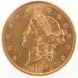 AN 1873 $20 LIBERTY HEAD GOLD DOUBLE EAGLE. “Open 3”, NGC AU55. IMPORTANT NOTICE: Sadly, due to the