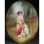 A GOOD ROYAL DOULTON ARTIST SIGNED PORCELAIN PLAQUE, CIRCA 1900. Of oval form painted with a mother