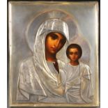 A RUSSIAN ICON OF THE KAZAN MOTHER OF GOD IN THE ART NOUVEAU TASTE, MOSCOW, 1908-1917.