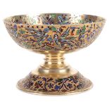 AN IMPRESSIVE RUSSIAN SILVER GILT AND PLIQUE’A’JOUR ENAMEL BOWL, MOSCOW, 1890. Resting on a raised