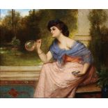 GUSTAV POPE (British 1831-1910) Blowing Bubbles - 1896 Oil on canvas Signed lower left and dated 21