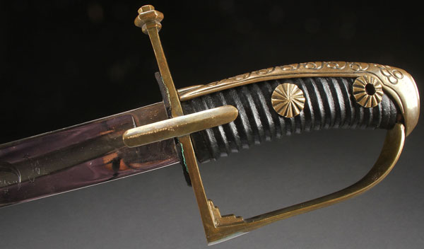 AN AUSTRO-HUNGARIAN STYLE HUSSARS SABER. With leather wrapped wood grip and D-Guard hilt set with a - Image 3 of 3