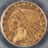 A 1913-S $5 INDIAN GOLD HALF EAGLE. “Rive d’Or Collection”, PCGS MS61. IMPORTANT NOTICE: Sadly, due