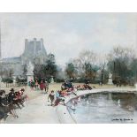 JULES RENE HERVÉ (French 1887-1981) The Tuileries Garden - Paris Oil on canvas Signed lower right