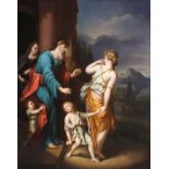 A VERY FINE KPM HAND PAINTED PORCELAIN PLAQUE, LATE 19TH CENTURY. “The Expulsion of Hagar” signed
