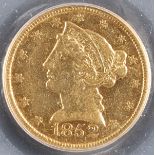 AN 1852-C $5 GOLD LIBERTY HEAD HALF EAGLE. PCGS XF45. IMPORTANT NOTICE: Sadly, due to the