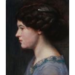 ARTHUR JOHANNES SIEBNER (German 1875-1948) Profile of a Young Woman - 1911 Oil on canvas Signed