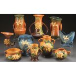 A COLLECTION OF ROSEVILLE ART POTTERY, CIRCA 1930’S AND 1940’S. Ten pieces comprising various